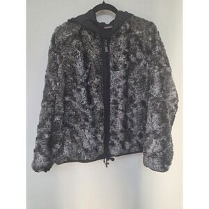 Lauren Vidal Women Jacket Size S Grey Black Long Sleeve Boucle Bomber
